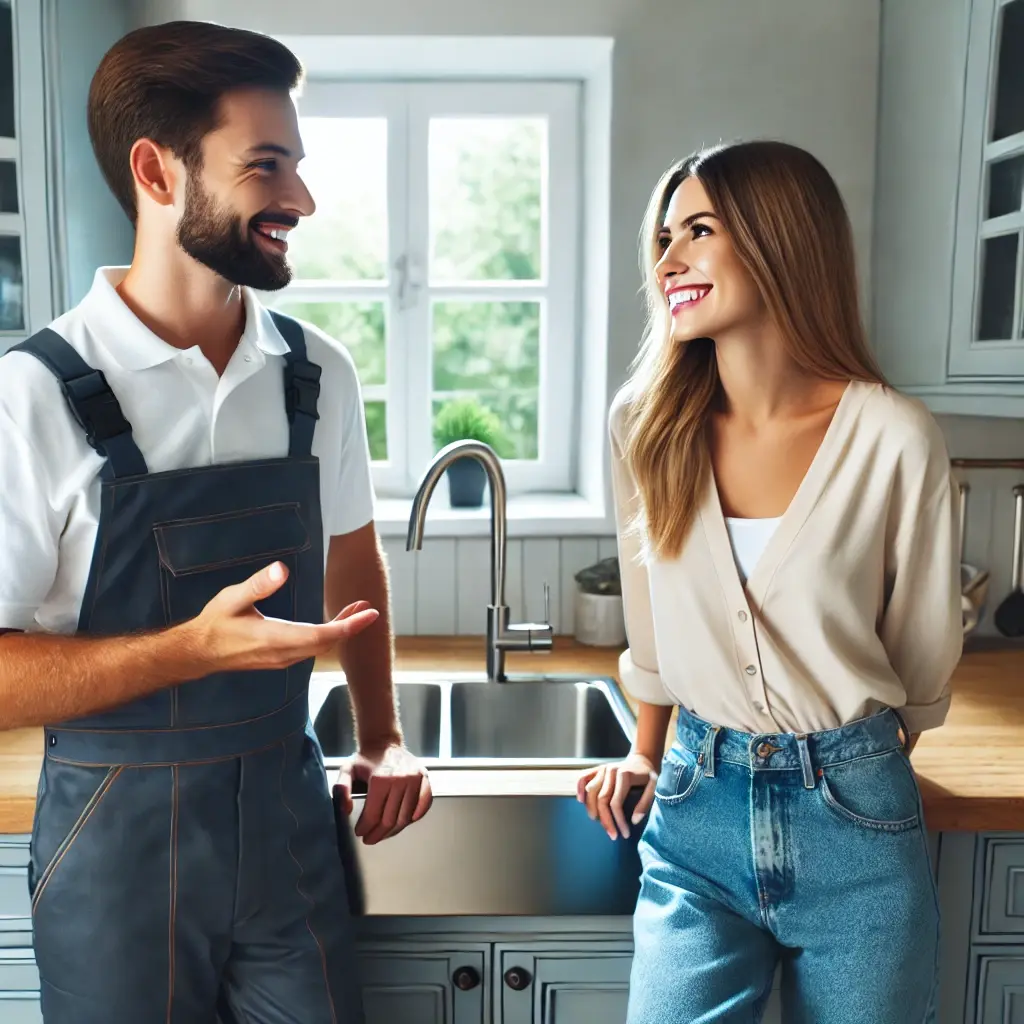 plumber talking to customer